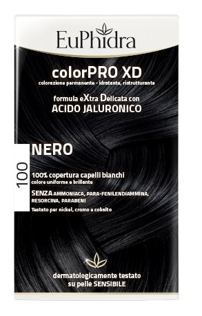 EUPHIDRA COLORPRO XD 100 NERO GEL COLORANTE CAPELLI IN FLACONE + ATTIVANTE + BALSAMO + GUANTI - farmacialombardia.it
