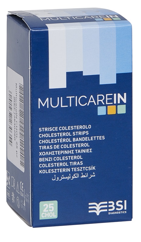 TEST COLESTEROLEMIA MULTICARE IN COLESTEROLO IN STRISCE CON ASPIRAZIONE CAPILLARE 25 PEZZI - farmacialombardia.it