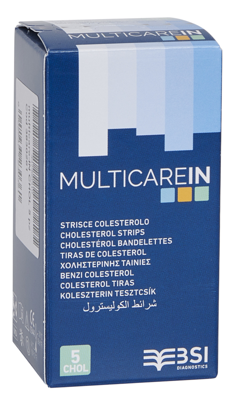 TEST COLESTEROLEMIA MULTICARE IN COLESTEROLO IN STRISCE CON ASPIRAZIONE CAPILLARE 5 PEZZI - farmacialombardia.it