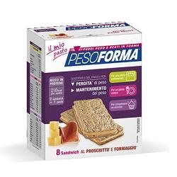 PESOFORMA SANDWICH PROSCIUTTO/FORMAGGIO 4 PASTI 8 PEZZI X 25 G - farmacialombardia.it