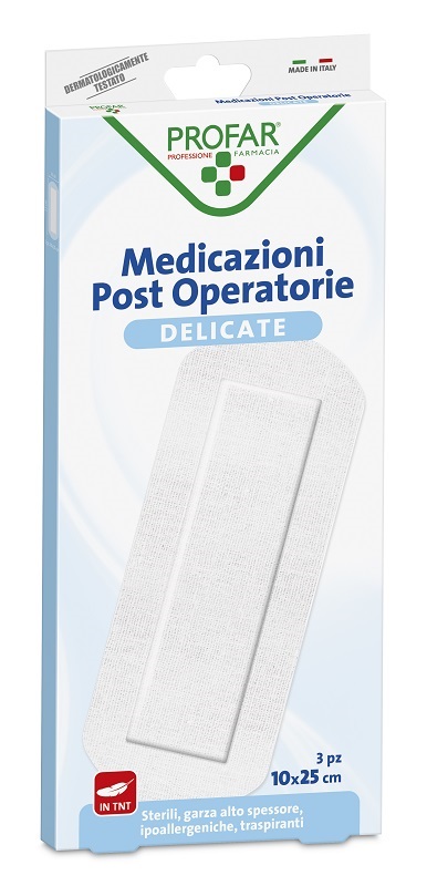 MEDICAZIONE POST OPERATORIA STERILE GARZA ANTIADERENTE 10X25 CM 3 PEZZI PROFAR - farmacialombardia.it