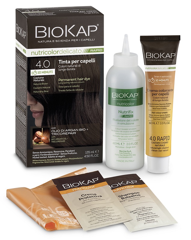 BIOS LINE  BIOKAP NUTRICOLOR DELICATO RAPID TINTA 4,00 CASTANO NATURALE 135 ML - farmacialombardia.it