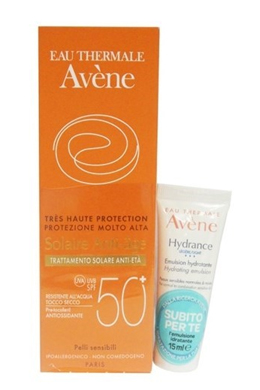 AVENE SOLARE KIT CREMA ANTI ETA SPF 50+ 50 ML + HYDRANCE EMULSIONE LEGGERA 15 ML - farmacialombardia.it