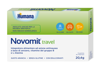 NOVOMIT TRAVEL 12 GOMME DA MASTICARE GUSTO ARANCIA - farmacialombardia.it
