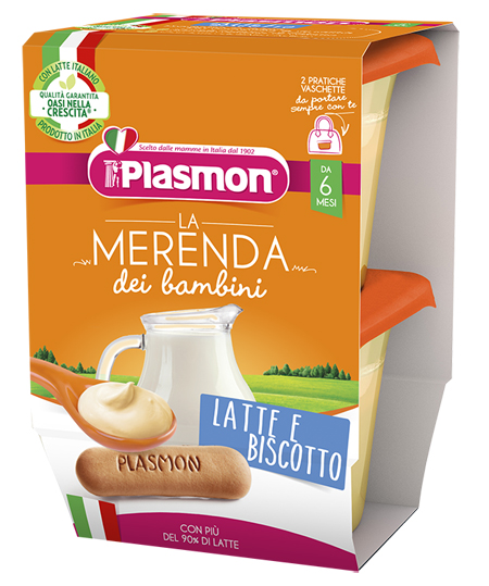 PLASMON LA MERENDA DEI BAMBINI MERENDE LATTE BISCOTTO ASETTICO 2 X 120 G - farmacialombardia.it