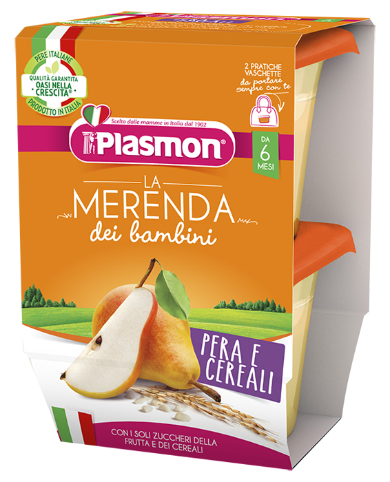 PLASMON LA MERENDA DEI BAMBINI SAPORI DI NATURA PERA CEREALI ASETTICO 2 X 120 G - farmacialombardia.it