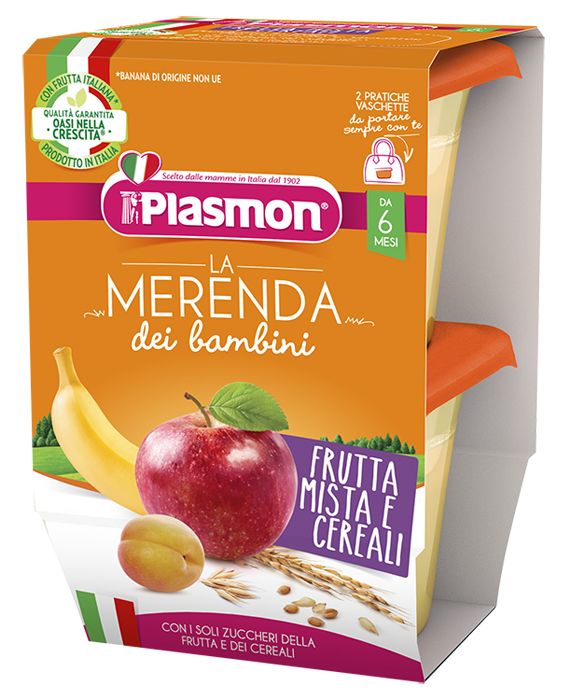 PLASMON LA MERENDA DEI BAMBINI MERENDE FRUTTA CEREALI ASETTICO 2 X 120 G - farmacialombardia.it