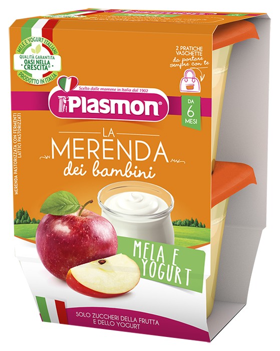 PLASMON LA MERENDA DEI BAMBINI SAPORI DI NATURA MELA YOGURT ASETTICO 2 X 120 G - farmacialombardia.it