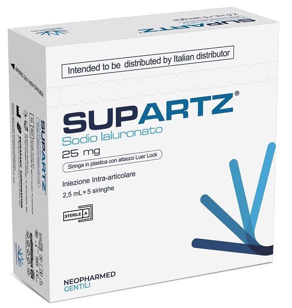 SIRINGA PRERIEMPITA INTRA-ARTICOLARE SUPARTZ ACIDO IALURONICO 25 MG 2,5 ML 5 PEZZI - farmacialombardia.it