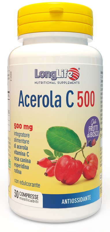 LONGLIFE ACEROLA C500 FRUTTI DI BOSCO 30 COMPRESSE MASTICABILI - farmacialombardia.it