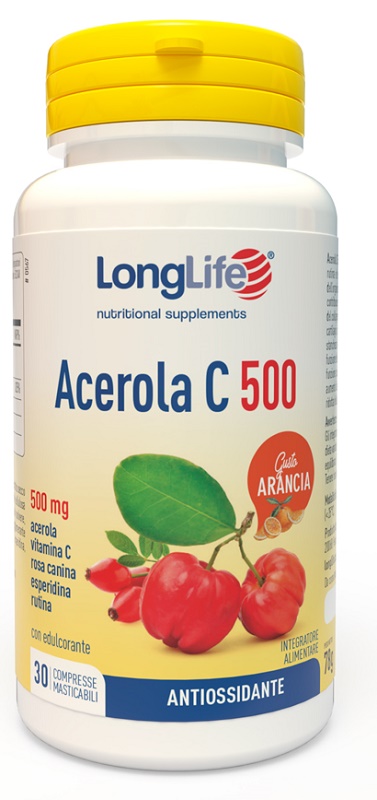 LONGLIFE ACEROLA C500 ARANCIA 30 COMPRESSE MASTICABILI - farmacialombardia.it