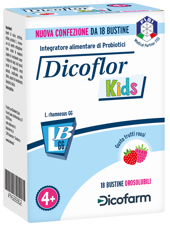 DICOFLOR KIDS 18 BUSTINE OROSOLUBILI GUSTO FRUTTI ROSSI - farmacialombardia.it