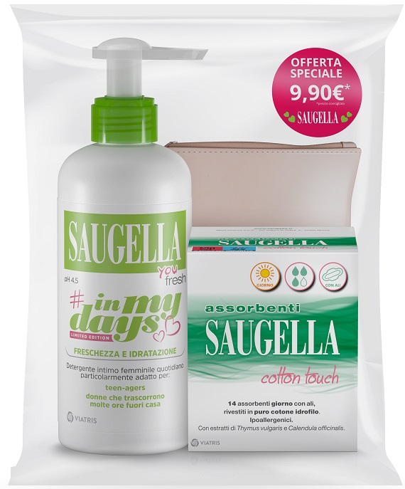 SAUGELLA IN MY DAYS BUNDLE YOU FRESH + ASSORBENTI GIORNO 14 PEZZI + PORTA ASSORBENTI - farmacialombardia.it