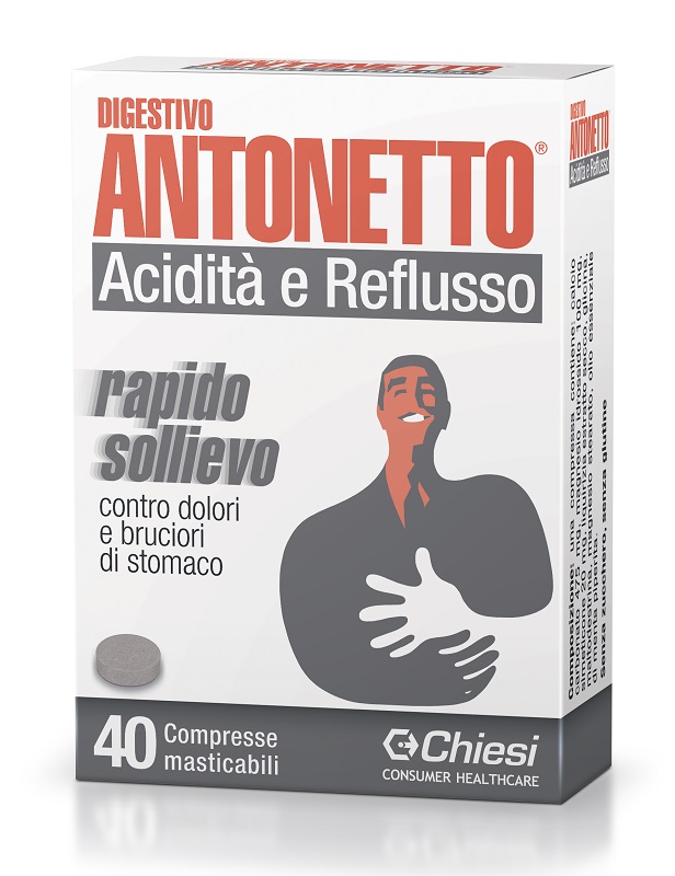 DIGESTIVO ANTONETTO ACIDITA' E REFLUSSO 40 COMPRESSE MASTICABILI - farmacialombardia.it