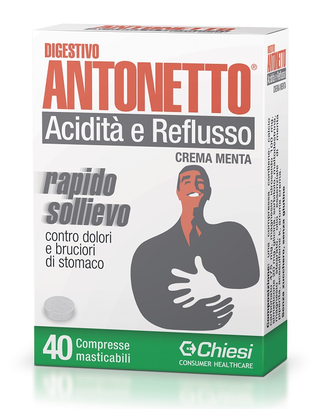 DIGESTIVO ANTONETTO ACIDITA' E REFLUSSO CREMA ALLA MENTA 40 COMPRESSE MASTICABILI - farmacialombardia.it