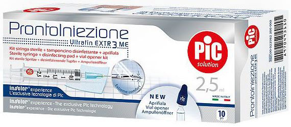 SIRINGA PIC SOLUTION PRONTO INIEZIONE 2,5 ML AGO GAUGE 23 1 1/4 10 PEZZI - farmacialombardia.it