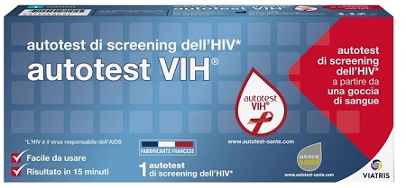 AUTOTEST VIH SCREENING DELL'HIV CONTIENE 1 AUTOTEST + SOLUZIONE + BISTURI + CEROTTO + GARZA + SALVIETTA DISINFETTANTE - farmacialombardia.it