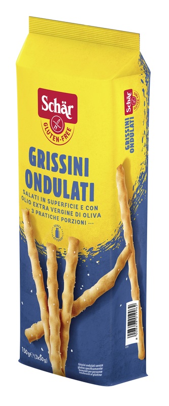 SCHAR GRISSINI ONDULATI SALATI IN SUPERFICIE 3 PORZIONI DA 50 G - farmacialombardia.it