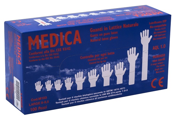 GUANTI LATTICE CON POLVERE LARGE 100 PEZZI GAMMADIS - farmacialombardia.it