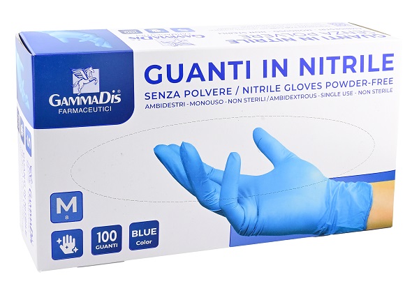 GUANTI NITRILE SENZA POLVERE MEDIUM 100 PEZZI GAMMADIS - farmacialombardia.it