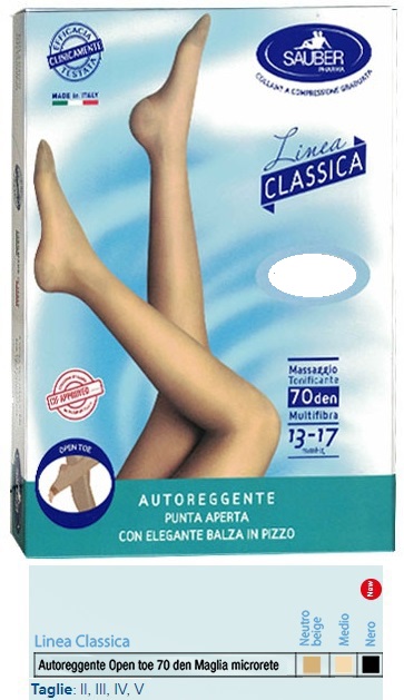 SAUBER AUTOREGGENTE OPEN TOE MAGLIA MICRORETE 70 DEN COLORE NEUTRO BEIGE TAGLIA 2 LINEA CLASSICA - farmacialombardia.it