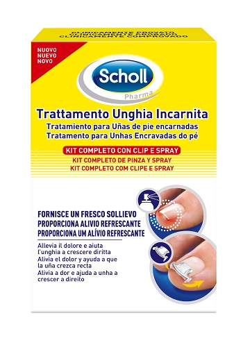 SCHOLL KIT TRATTAMENTO UNGHIA INCARNITA CONTENENTE SPRAY NEBULIZZATORE RINFRESCANTE 22 ML, COLLA PER UNGHIE 8 G, 10 CLIP RADDRIZZA UNGHIA - farmacialombardia.it