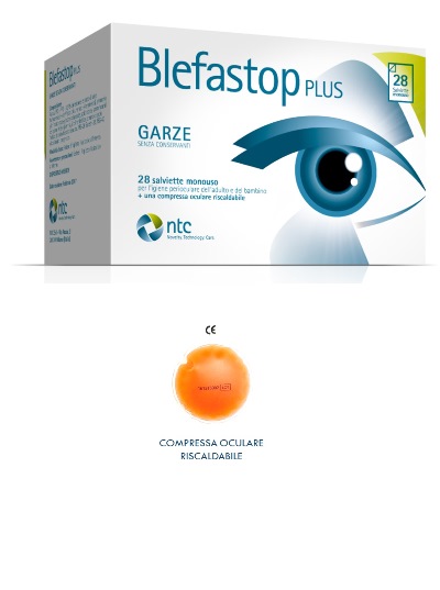 BLEFASTOP PLUS GARZA IN COTONE PIEGATA CON FILO DI BARIO 28 SALVIETTE MONOUSO + 1 COMPRESSA OCULARE RISCALDABILE - farmacialombardia.it