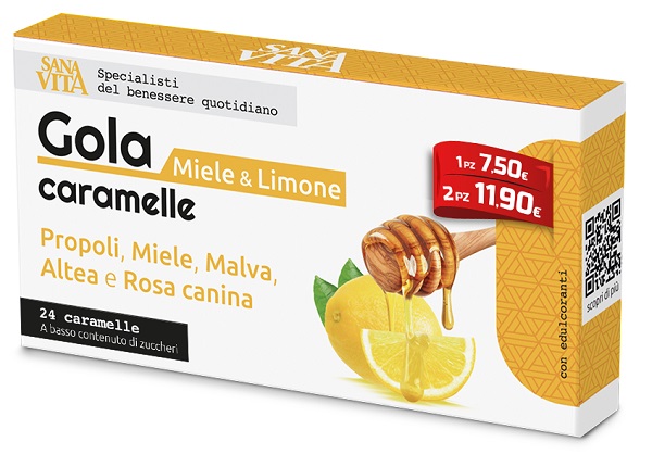 SANAVITA GOLA MIELE & LIMONE 24 CARAMELLE - farmacialombardia.it