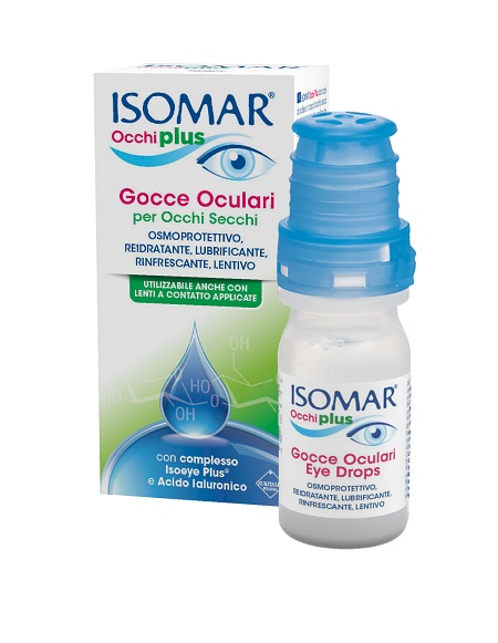 ISOMAR OCCHI PLUS GOCCE OCULARI PER OCCHI SECCHI ALL'ACIDO IALURONICO 0,25% 10 ML - farmacialombardia.it