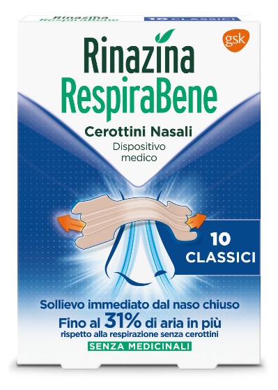 RINAZINA RESPIRABENE CEROTTI NASALI CLASSICI CARTON 10 PEZZI - farmacialombardia.it