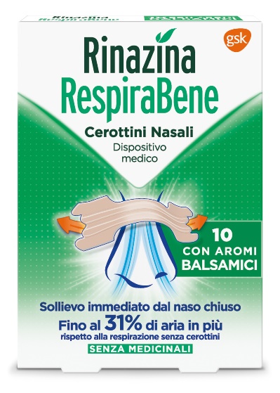RINAZINA RESPIRABENE CEROTTI NASALI CON AROMI BALSAMICI CARTON 10 PEZZI - farmacialombardia.it