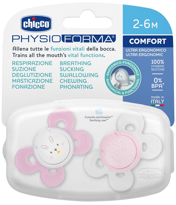 CHICCO SUCCHIETTO COMFORT GIRL SILICONE 2-6 MESI 2 PEZZI - farmacialombardia.it
