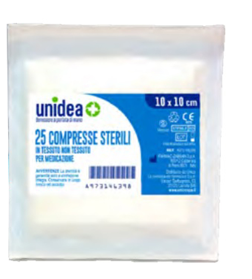 GARZA COMPRESSA UNIDEA TESSUTO NON TESSUTO 10X10 CM 25 PEZ ZI - farmacialombardia.it