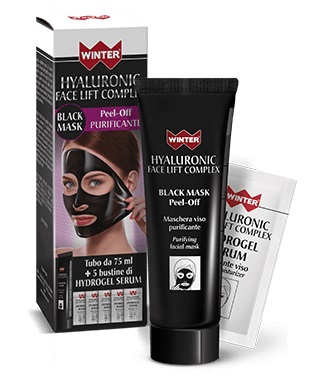 WINTER HYALURONIC FACE LIFT BLACK MASK 75 ML + 5 BUSTINE DA 3 ML - farmacialombardia.it