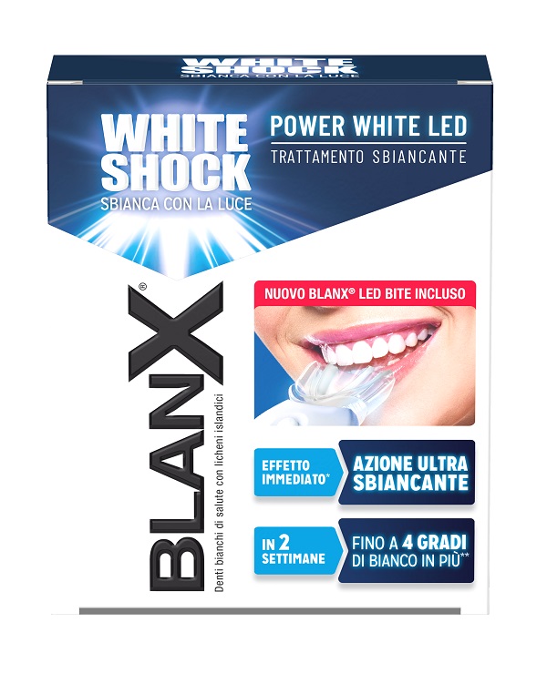 BLANX WHITE SHOCK TRATTAMENTO SBIANCANTE POWER WHITE 30 ML + LED BITE - farmacialombardia.it