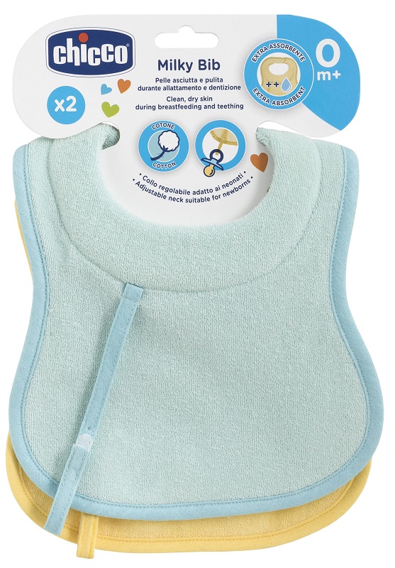 CHICCO BAVAGLINE 0M+ 2PZ AZZURRO - farmacialombardia.it