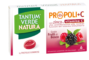 TANTUM VERDE NATURA PROPOLI+C CON ZINCO E VITAMINA C 15 PASTIGLIE GOMMOSE GUSTO FRUTTI DI BOSCO - farmacialombardia.it