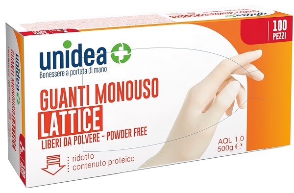 GUANTI IN LATTICE SENZA POLVERE UNIDEA MISURA LARGE 100 PEZZI - farmacialombardia.it