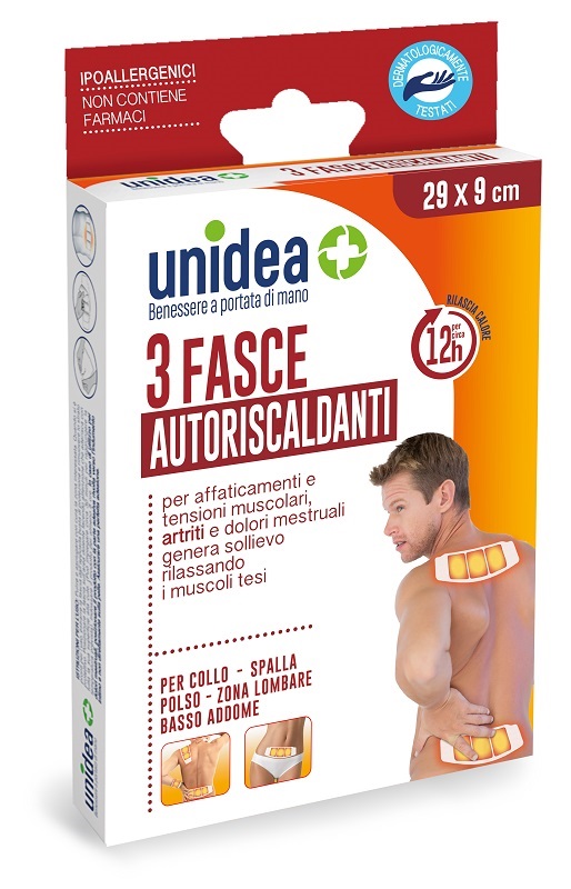 FASCIA RISCALDANTE UNIDEA 29X9 CM 3 PEZZI - farmacialombardia.it