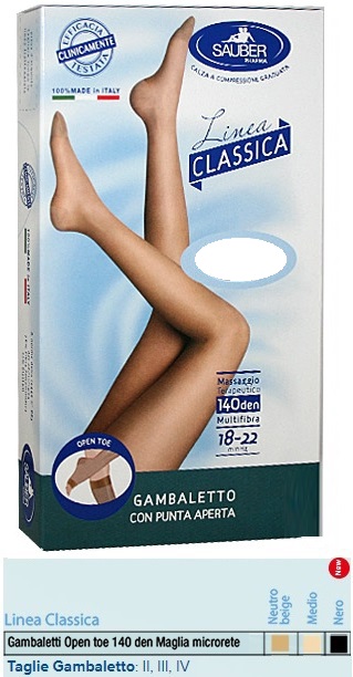 SAUBER GAMBALETTO OPEN TOE MAGLIA MICRORETE 140 DEN COLORE NERO TAGLIA 4 LINEA CLASSICA - farmacialombardia.it