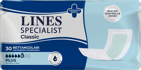PANNOLONE LINES SPECIALIST CLASSIC RETTANGOLARE CON BARRIERA 30 PEZZI - farmacialombardia.it