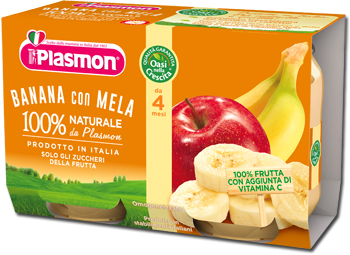 PLASMON OMOGENEIZZATO BANANA/MELA 2 X 104 G - farmacialombardia.it
