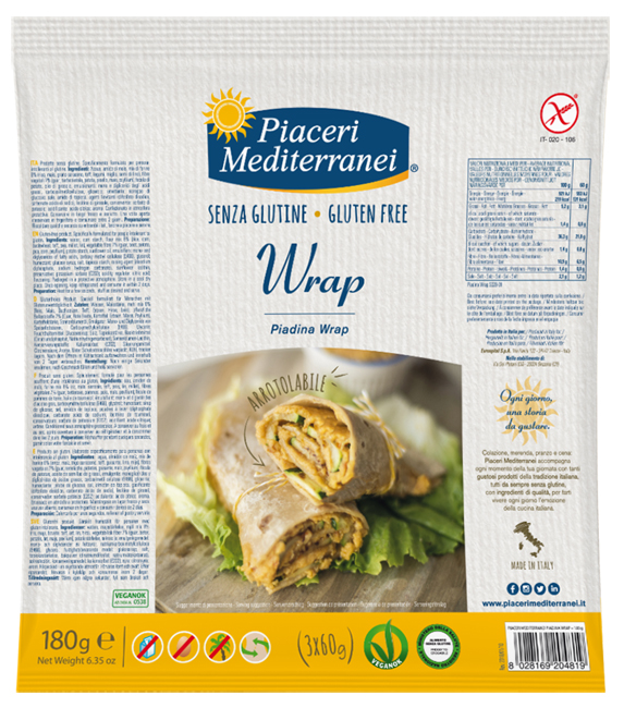PIACERI MEDITERRANEI PIADINA WRAP 180 G - farmacialombardia.it
