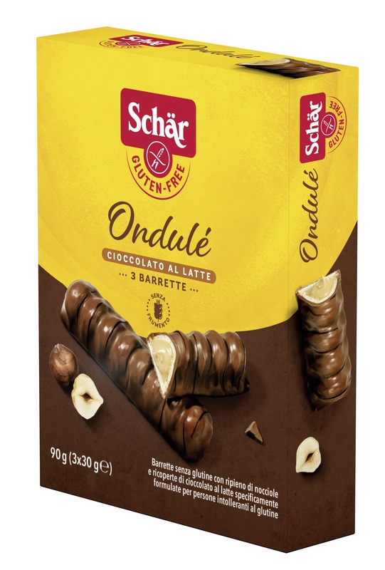SCHAR ONDULE' BARRETTE CON RIPIENO DI NOCCIOLE RICOPERTE DI CIOCCOLATO AL LATTE 3 PORZIONI DA 30 G - farmacialombardia.it