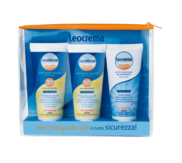 LEOCREMA TAVEL KIT SOLARI 3 PEZZI 1 LATTE SOLARE DELICATO VISO E CORPO 30SPF + 1 LATTE SOLARE DELICATO VISO E CORPO 50SPF + 1 LATTE DOPOSOLE RIGENERANTE VISO E CORPO - farmacialombardia.it