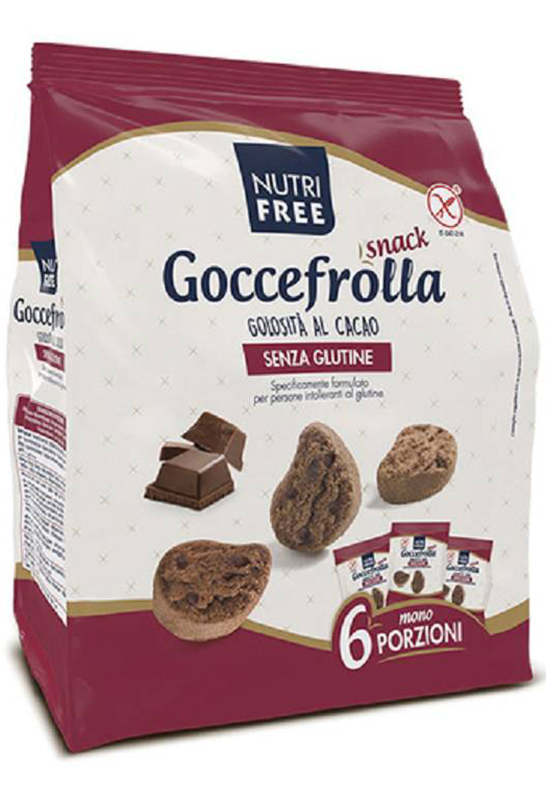 NUTRIFREE GOCCEFROLLA SNACK GOLOSITA' AL CACAO SENZA LATTOSIO 6 MONOPORZIONI DA 40 G - farmacialombardia.it