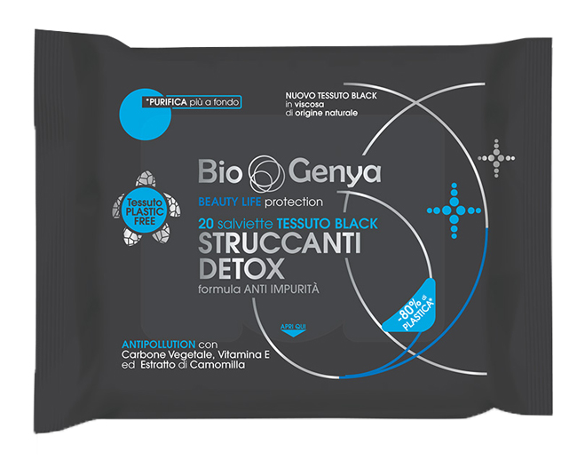 BIOGENYA BEAUTY LIFE PROTECTION 20 SALVIETTE TESSUTO BLACK STRUCCANTI DETOX - farmacialombardia.it
