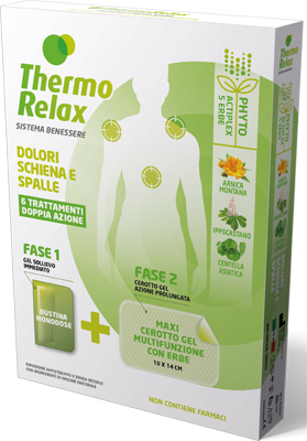THERMORELAX PHYTO GEL DOLORI SCHIENA E SPALLE FASE 1 GEL SOLLIEVO IMMEDIATO E FASE 2 MAXI CEROTTO GEL MULTIFUNZIONALE CON ERBE 6 PEZZI - farmacialombardia.it