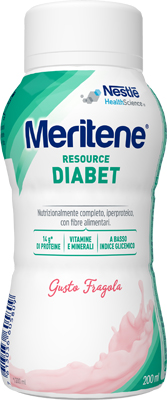 MERITENE RESOURCE DIABET FRAGOLA ALIMENTO IPERPROTEICO 28 VITAMINE E MINERALI 200 ML - farmacialombardia.it