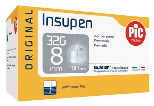 AGO PER PENNA PIC INSUPEN ORIGINAL GAUGE 32X8 MM 100 PEZZI - farmacialombardia.it